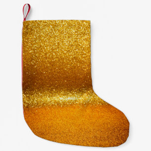 Gold Glitzer Vintag Lichter Textur. Weihnachtsaben Kleiner Weihnachtsstrumpf