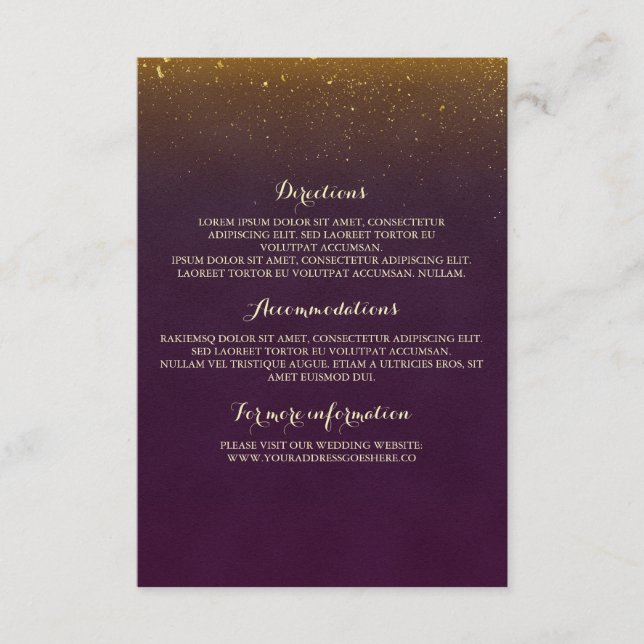 Gold Glitzer Vintag Plum Wedding Insert (Vorderseite)