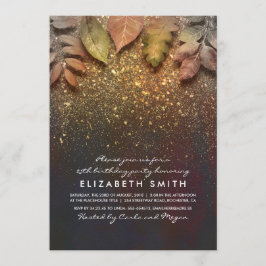 Gold Glitzer Vintage Herbstlaub Geburtstagsparty Einladung