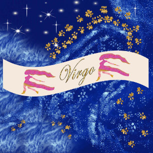 Gold Glitzer Virgo Zodiac Geburtstagsgeschenk Satinband