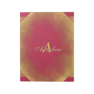 Gold Glitzer Viva Magenta Fab Individuelle Name Mo Notizblock