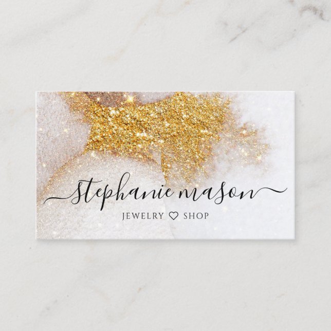 Gold Glitzer Watercolor Abstrakte Visitenkarte Telefonnummerkarte (Vorderseite)