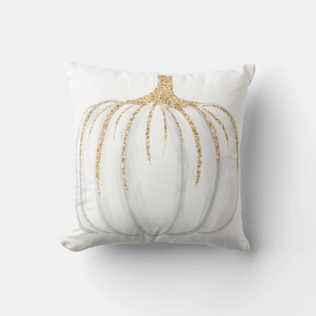 Gold Glitzer Watercolor Pumpkin Keuchkissen Kissen (Vorderseite)