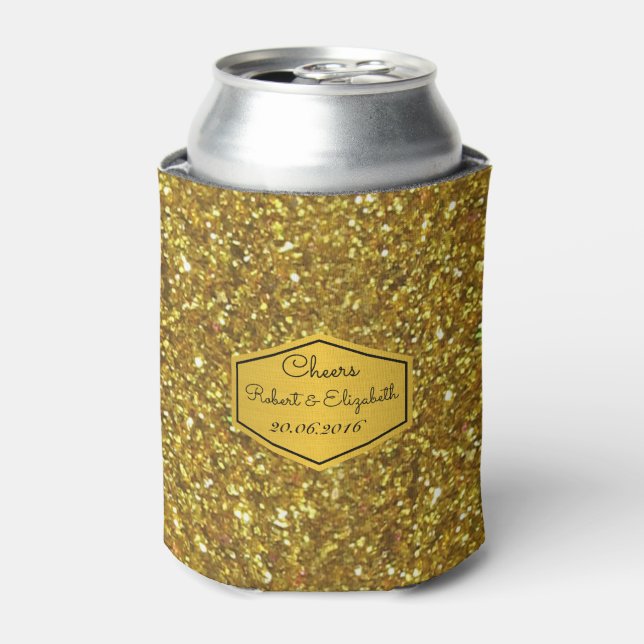 Gold Glitzer Wedding Can Cooler Dosenkühler (Kanne Vorderseite)