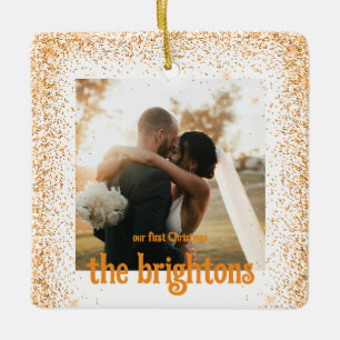 Gold Glitzer Wedding Couple Foto Keramikornament