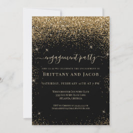 Gold Glitzer Wedding Verlobung Black Party Einladung