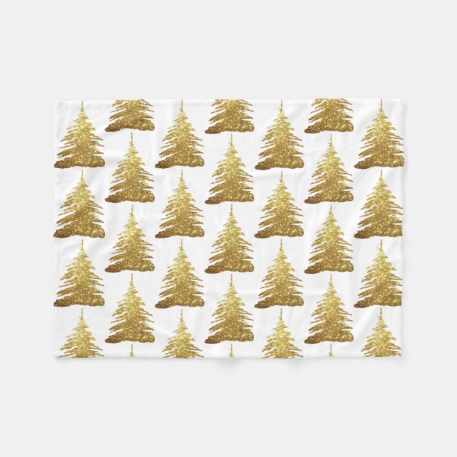 Gold Glitzer Weihnachtsbaum  Fleecedecke (Vorderseite (Horizontal))