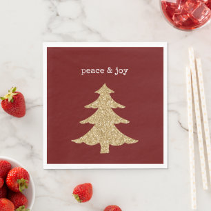 Gold Glitzer Weihnachtsbaum Roter Friede Serviette