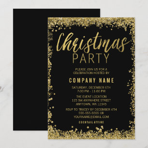 Gold Glitzer Weihnachtsfest Party Einladung