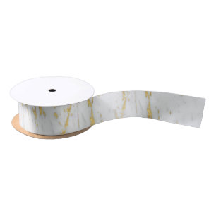 Gold Glitzer Weißer Marmorstein Satinband