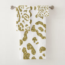 Gold Glitzer White Cheetah Leopard Animal Print