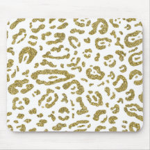 Gold Glitzer White Cheetah Leopard Animal Print