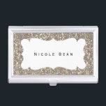 Gold Glitzer & White Frame Visitenkartenhalter Visitenkarten Etui<br><div class="desc">Gold Glitzer & White Frame Visitenkartenhalter. Passen Sie den Text an oder verließ ihn leer.</div>