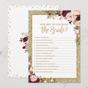 Gold Glitzer wie gut man Bride Game Card kennt Einladung