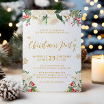 Gold Glitzer Winter Floral Berries Weihnachtsfest  Einladung<br><div class="desc">Goldener Glitzer Winter florale Berries Weihnachtsfeier Party Einladung. Für weitere Anpassungen klicken Sie bitte auf den Link "Weitere Anpassung" und verwenden Sie unser Design-Tool,  um diese Vorlage zu ändern.</div>
