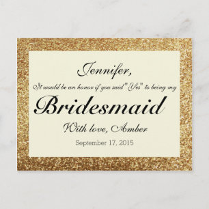 Gold Glitzer wird meine Bridesmaid Postkarte sein