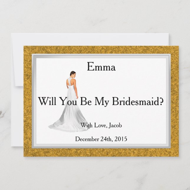 Gold Glitzer wirst du meine Bridesmaid sein Einladung (Vorderseite)