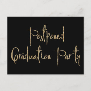Gold Glitzer Zurückgestellt Graduation Party Black Postkarte