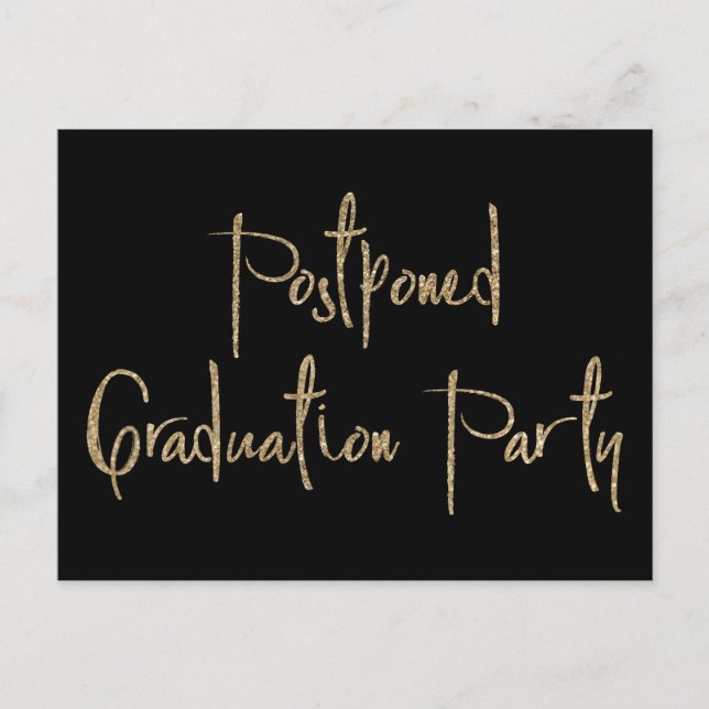 Gold Glitzer Zurückgestellt Graduation Party Black Postkarte (Vorderseite)