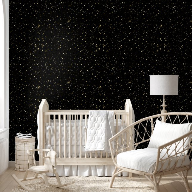 Gold Glitzern auf Black Tapete (Kinder)