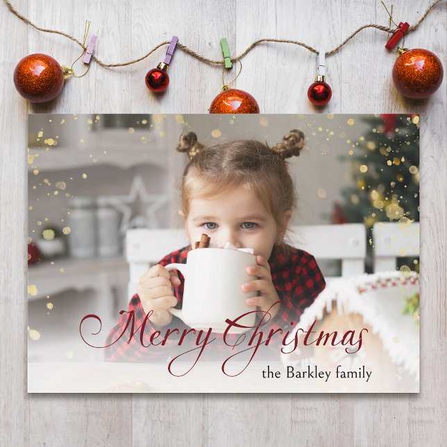 Gold Glitzern Frohe Weihnachtskalligraphie Foto Feiertagskarte (Von Creator hochgeladen)