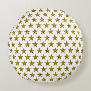 Gold-glitzersterne rundes kissen