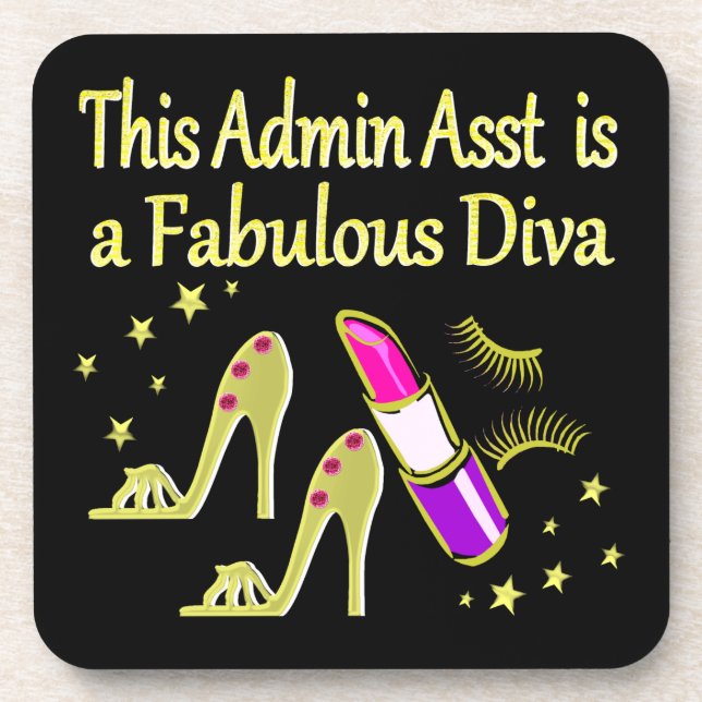 GOLD GLITZY ADMIN ASSISTANT DIVA DESIGN UNTERSETZER (Vorderseite)