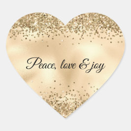 Gold Glitzy Confetti Glitzer Sparkle Herz-Aufkleber