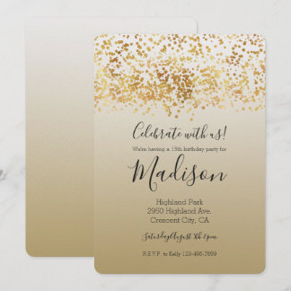 Gold Glitzy Confetti Ombre Einladung