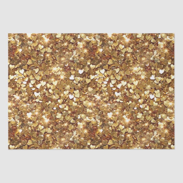 Gold Glitzy Glam Sparkle Herz Seidenpapier (Vorderseite)