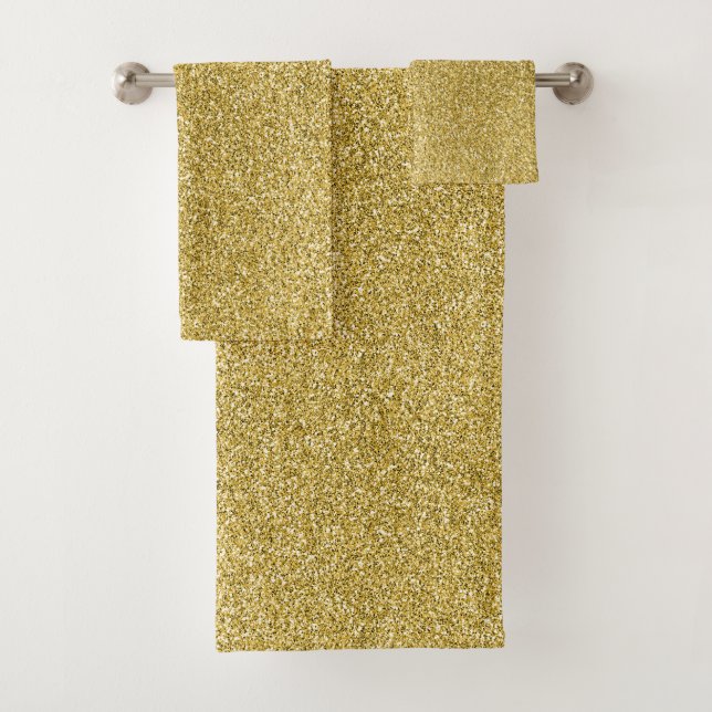 Gold Glitzy Glitzer Badhandtuch Set (Insitu)