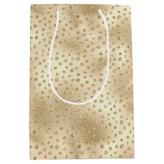 Gold Glitzy Glitzer Dots       Mittlere Geschenktüte (Vorderseite)