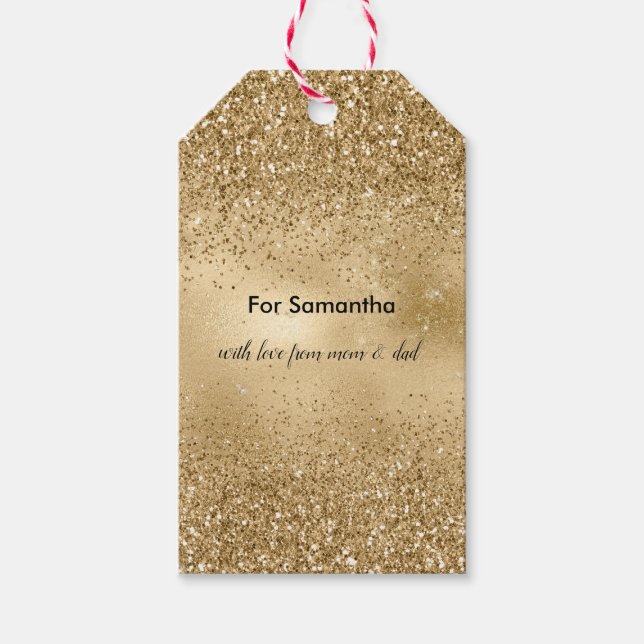 Gold Glitzy Glitzer Geschenkanhänger (Vorderseite)