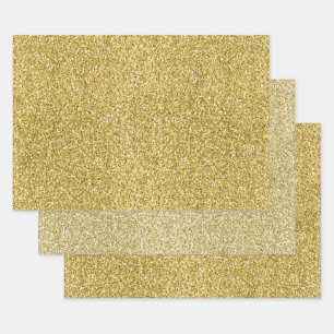 Gold Glitzy Glitzer Geschenkpapier Set