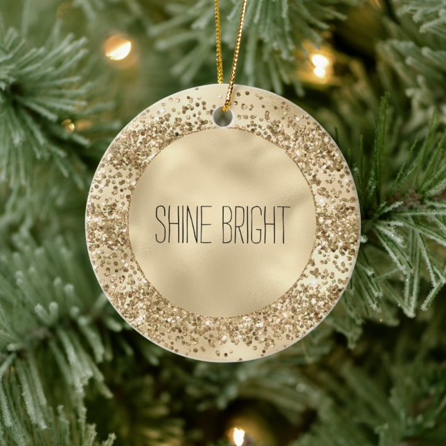 Gold Glitzy Glitzer Sparkle Confetti Shine Keramik Ornament (Baum)