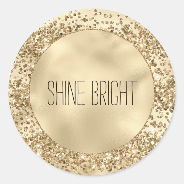Gold Glitzy Glitzer Sparkle Confetti Shine Runder Aufkleber (Vorderseite)