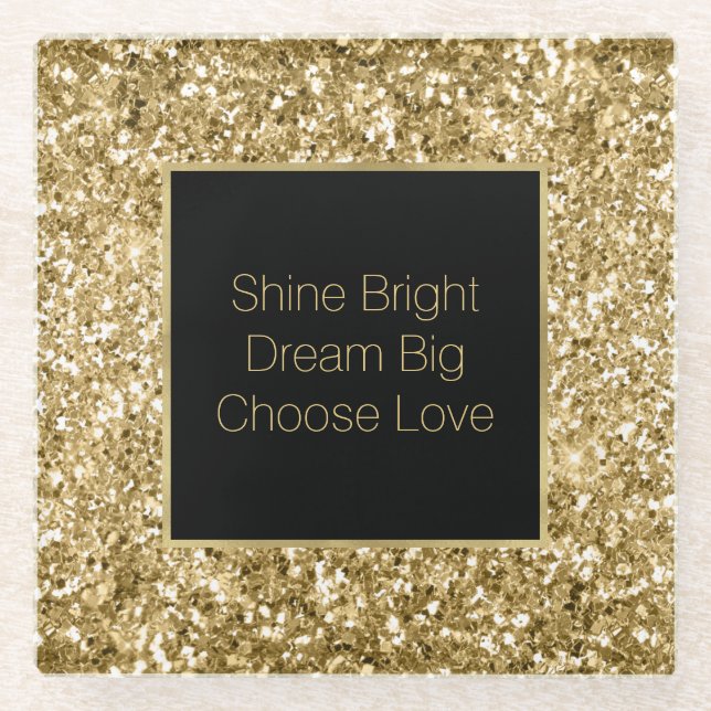 Gold Glitzy Glitzer Sparkle Glasuntersetzer (Vorderseite)
