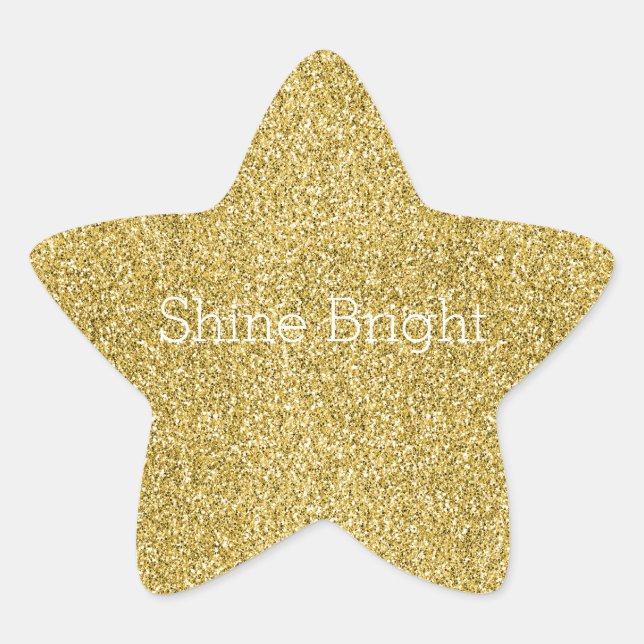 Gold Glitzy Glitzer Stern-Aufkleber (Vorderseite)
