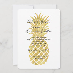 Gold Glitzy Pineapples Baby Dusche Einladung
