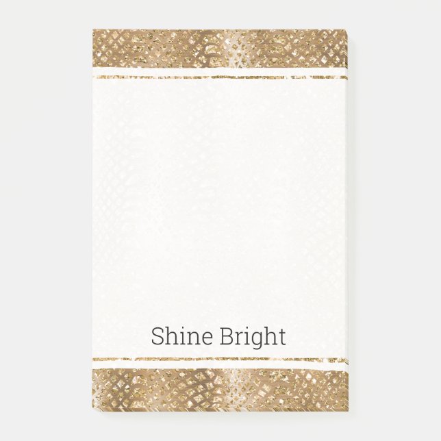 Gold Glitzy Snake Skin Animal Glam Post-it Klebezettel (Vorderseite)