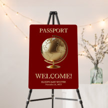 Gold Globe Passport Reise-Baby-Party