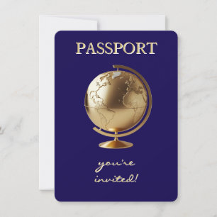 Gold Globe Passport Reise-Baby-Party Dankeskarte