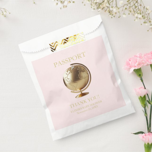 Gold Globe Passport Travel Baby Shower Geschenktütchen (Versiegelt)