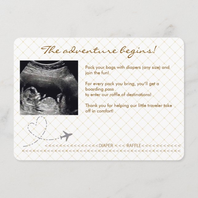 Gold Globe Passport Travel Diaper Raffle Begleitkarte (Rückseite)