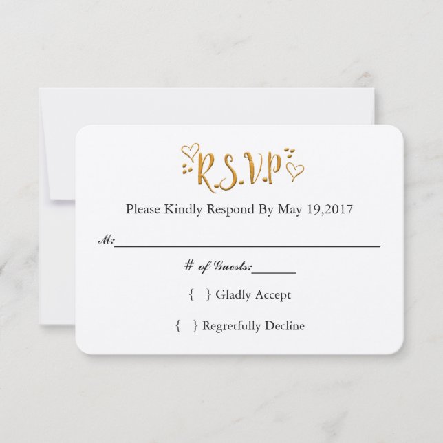 Gold - glücklich immer nach Hochzeit-Antwortkarte RSVP Karte (Vorderseite)