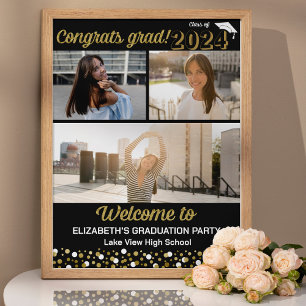 Gold Glückwunsch Grad 3 Foto Collage Willkommensze Poster