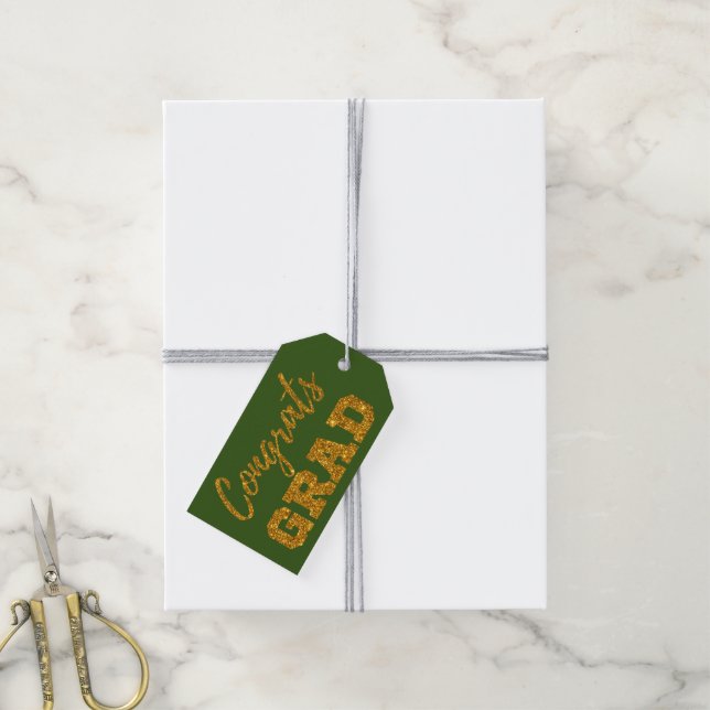 Gold Glückwunschs Grad Glitzer Geschenkanhänger (Mit Garn)