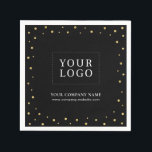 Gold & Gold-Confetti-Werbelogo Serviette<br><div class="desc">Fügen Sie Ihrem Unternehmen Markendetails mit dieser personalisierten Party-Serviette hinzu. Dieses Design zeigt Vorlage für Ihr Logo und Gold Konfetti auf einem schwarzen Hintergrund. Diese Servietten können Sie für Restaurants,  Cafés,  Bar,  Bankette oder Veranstaltungen verwenden. Mehr Business-Vorräte gibt es in meinem Geschäft BaraBomStudio.</div>