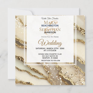 *~*GOLD GOLD GOLD Marmor UAWG AR66 QR Hochzeit Einladung