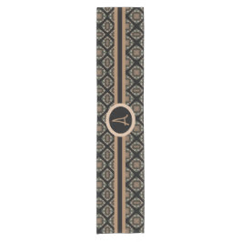 Gold & Gold Modernes, klassisches Monogramm-Muster Kurzer Tischläufer
